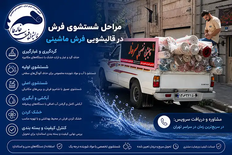 مراحل شستشوی فرش در قالیشویی فرش ماشینی